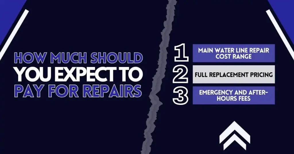 Main Water Line Repair Cost Range, Full Replacement Pricing and Emergency and After-Hours Fees